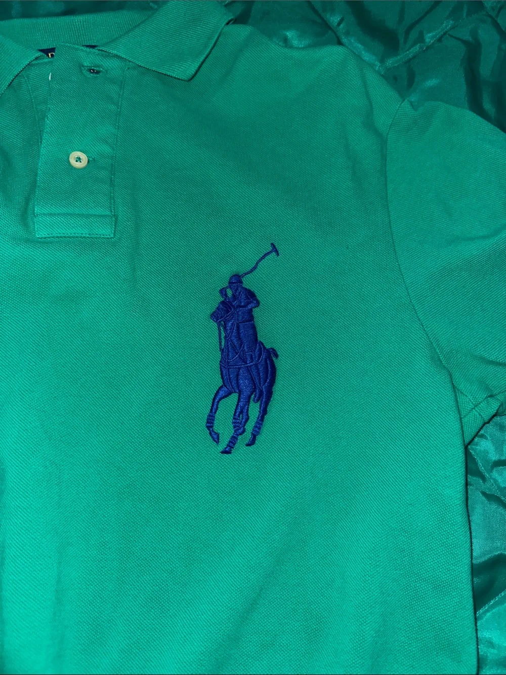 Ralph Lauren Green Polo with Navy Embroidered Pony